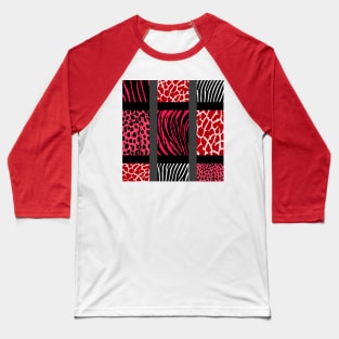 Red Mixed Animal Print Baseball T-Shirt